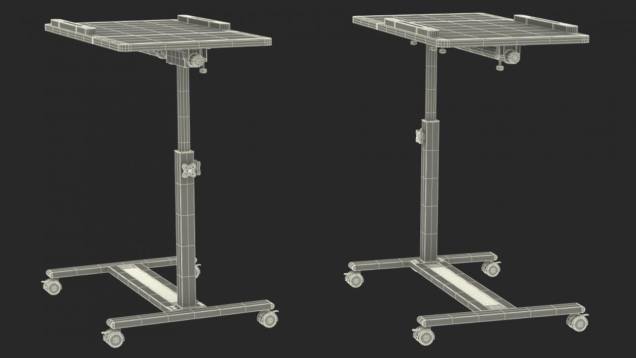 Overbed Laptop Desk with Wheels and Laminated Top 3D model