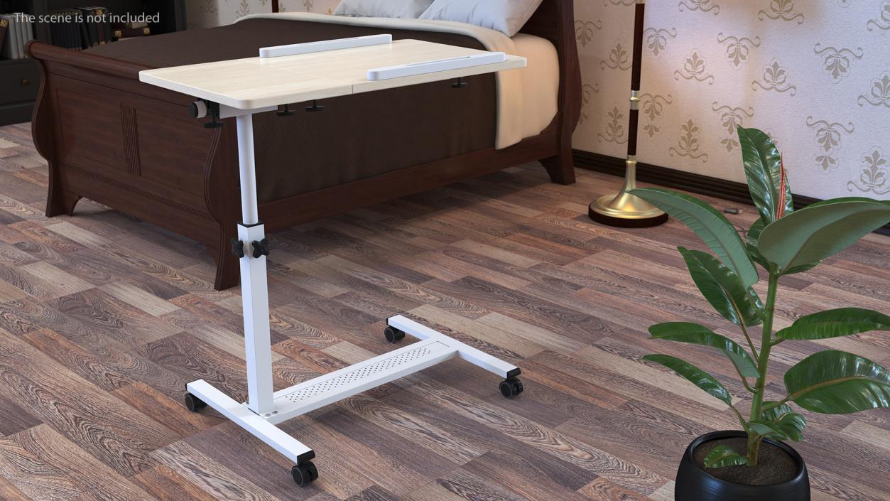 Overbed Laptop Desk with Wheels and Laminated Top 3D model