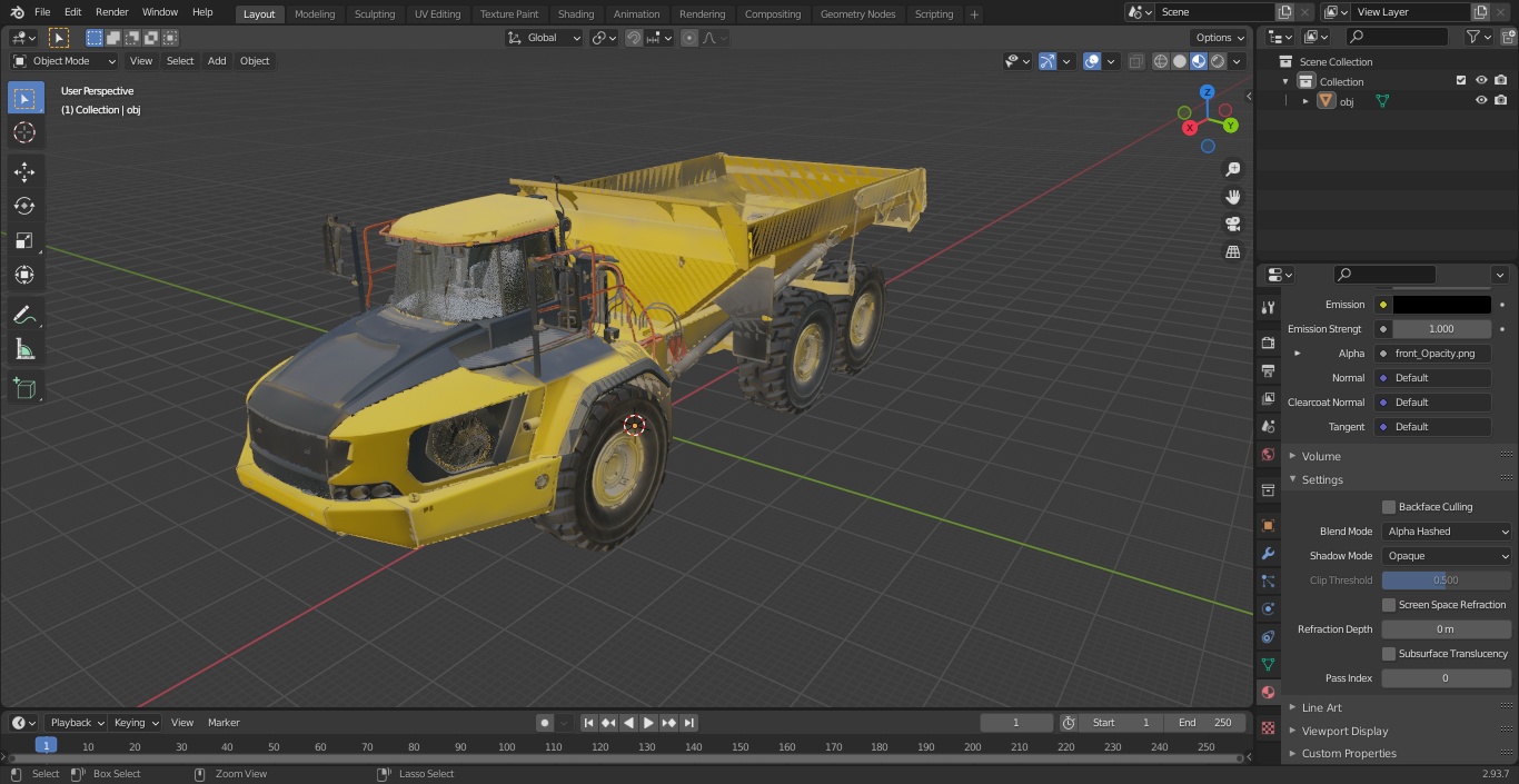 3D Articulated Dump Truck Dirty model