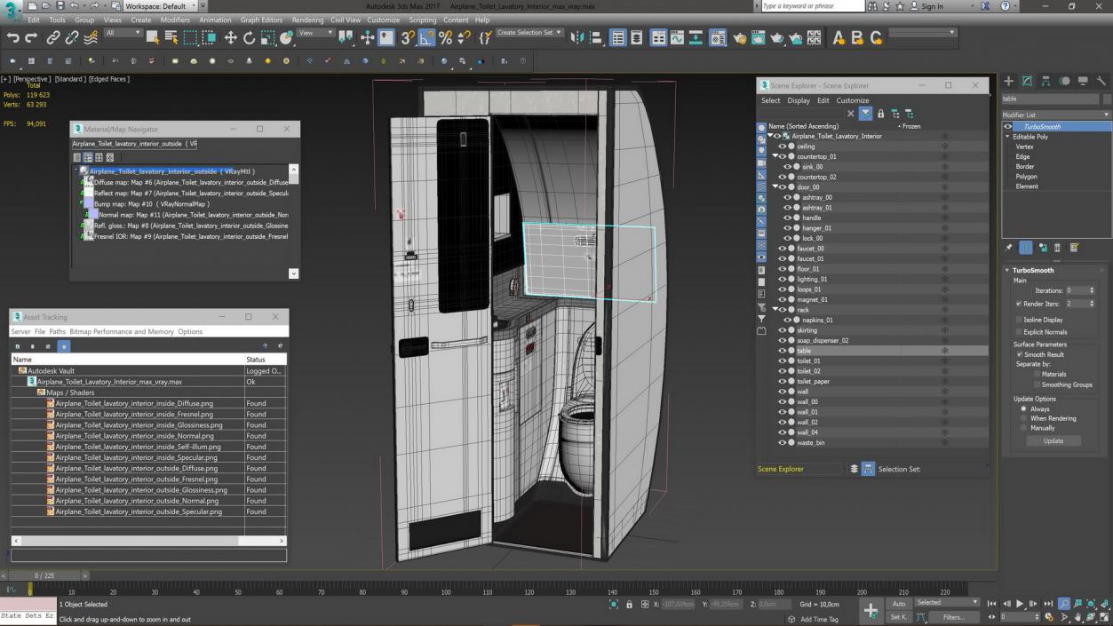 3D Airplane Toilet Lavatory Interior model