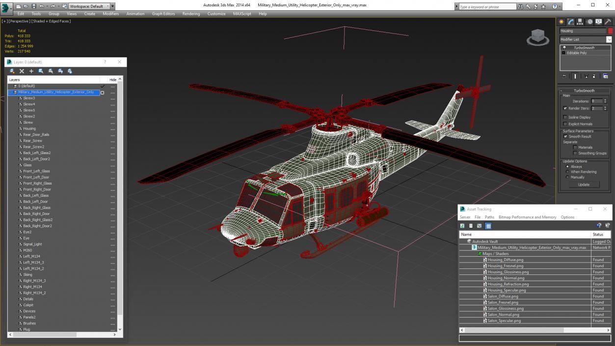 3D Military Medium Utility Helicopter Exterior Only model