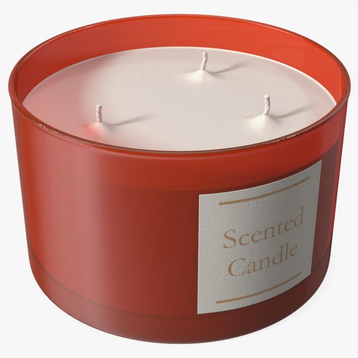 3D Scented Candle Red with 3 Wicks 2 model