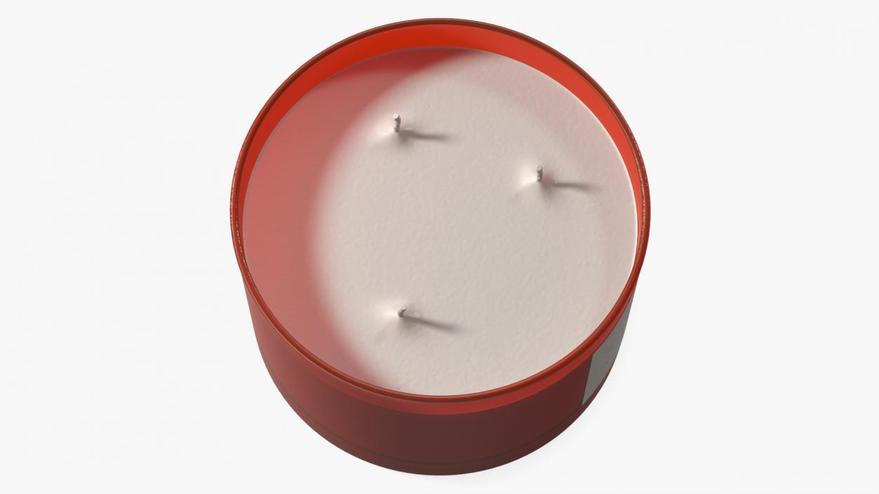 3D Scented Candle Red with 3 Wicks 2 model