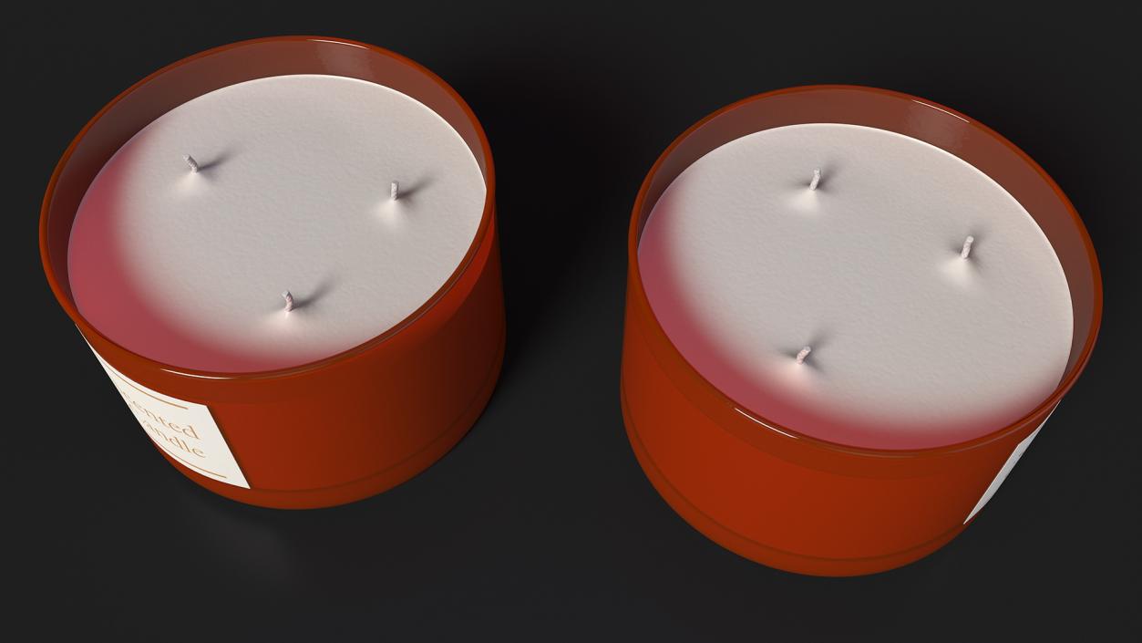 3D Scented Candle Red with 3 Wicks 2 model