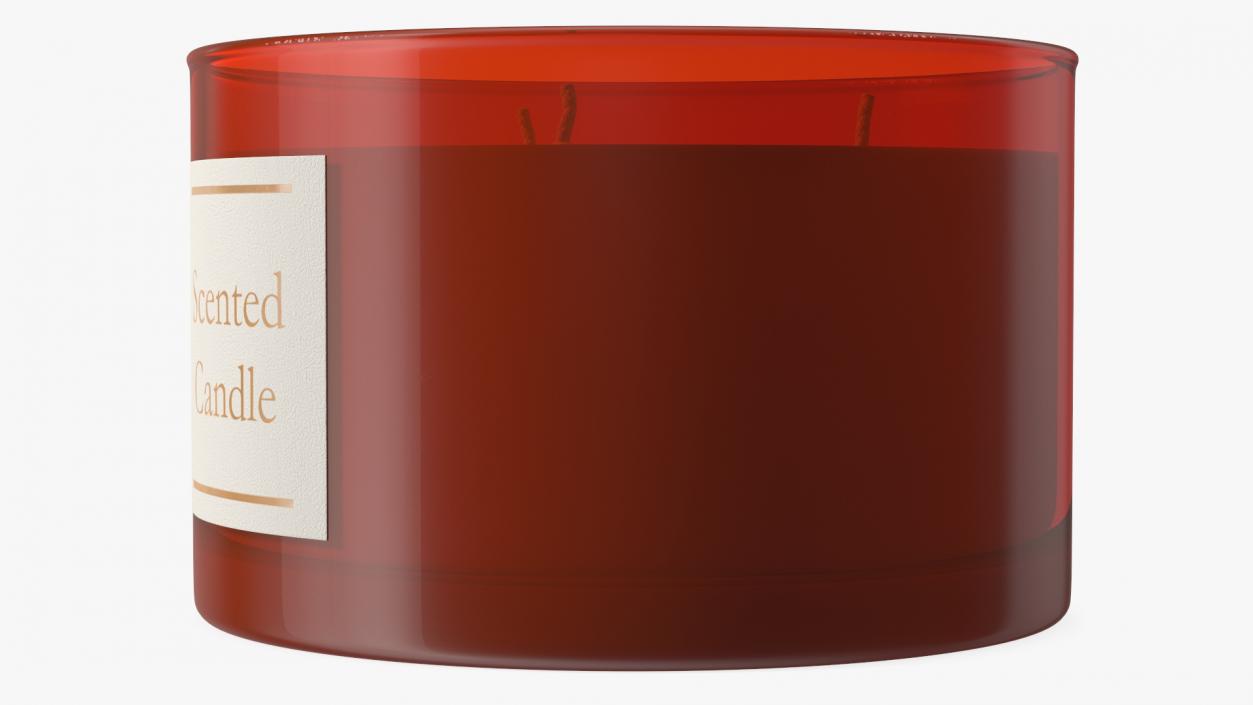 3D Scented Candle Red with 3 Wicks 2 model