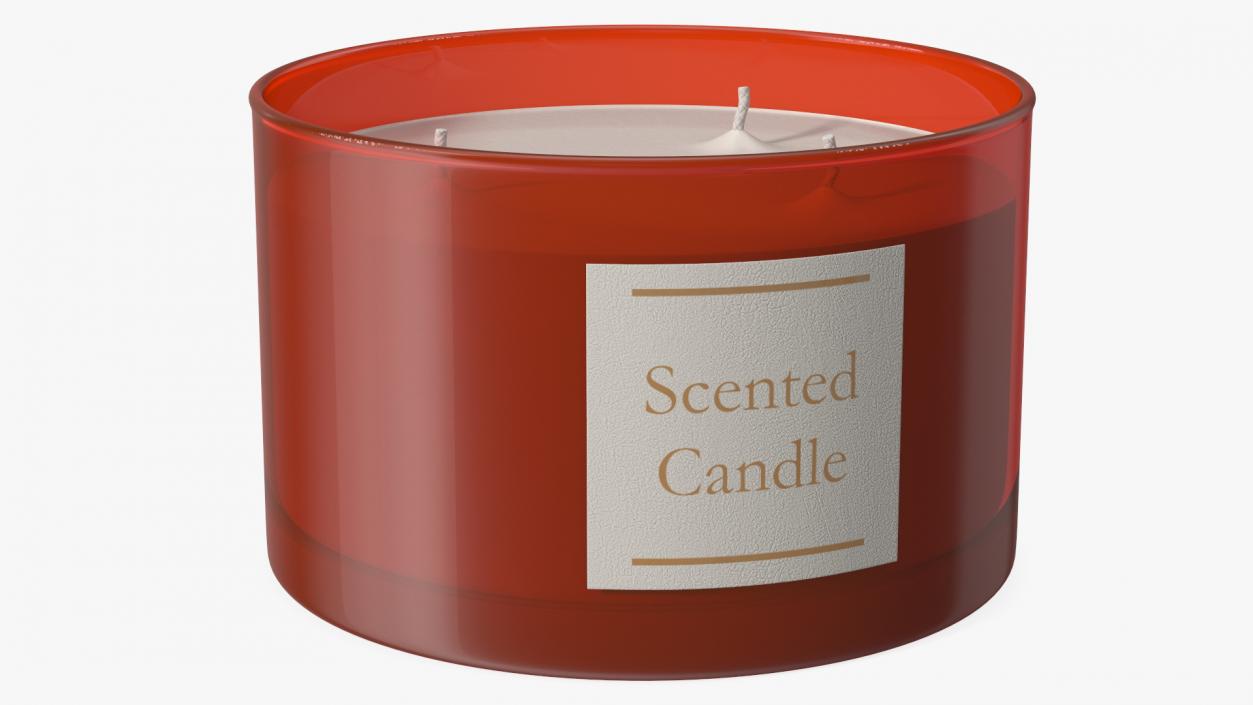 3D Scented Candle Red with 3 Wicks 2 model