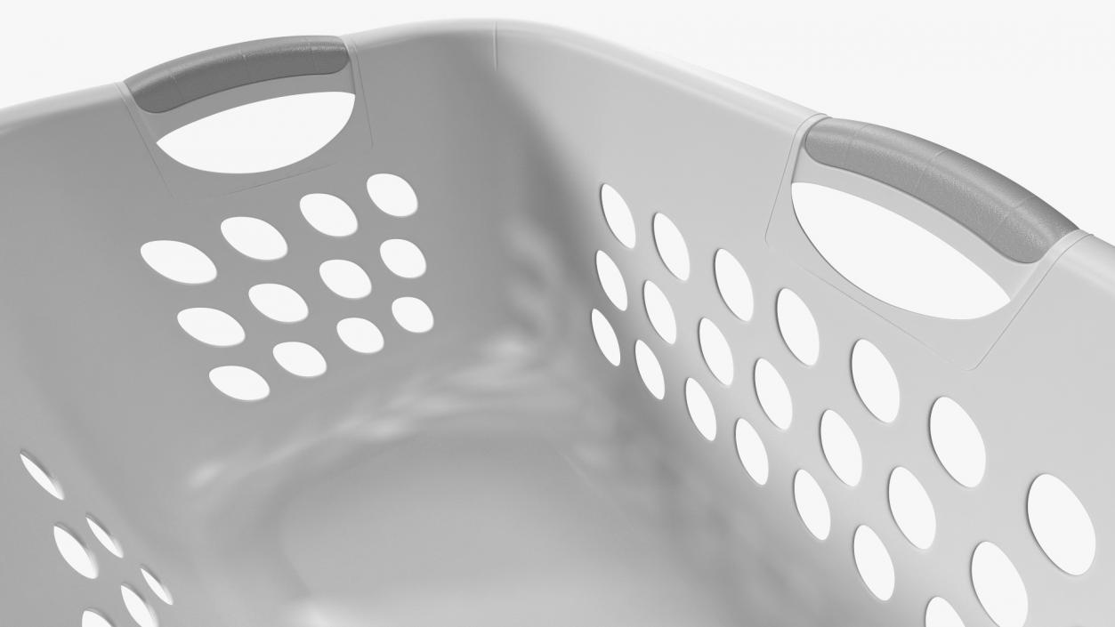 Plastic Laundry Basket Large White 3D model