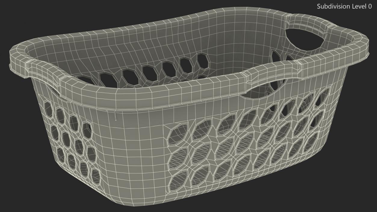 Plastic Laundry Basket Large White 3D model