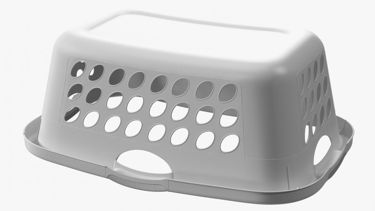 Plastic Laundry Basket Large White 3D model