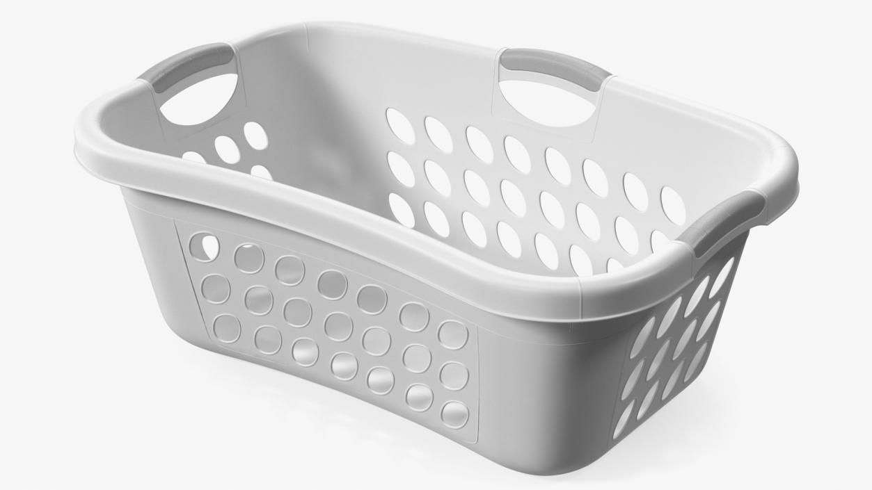 Plastic Laundry Basket Large White 3D model