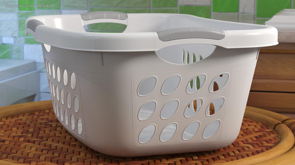 Plastic Laundry Basket Large White 3D model