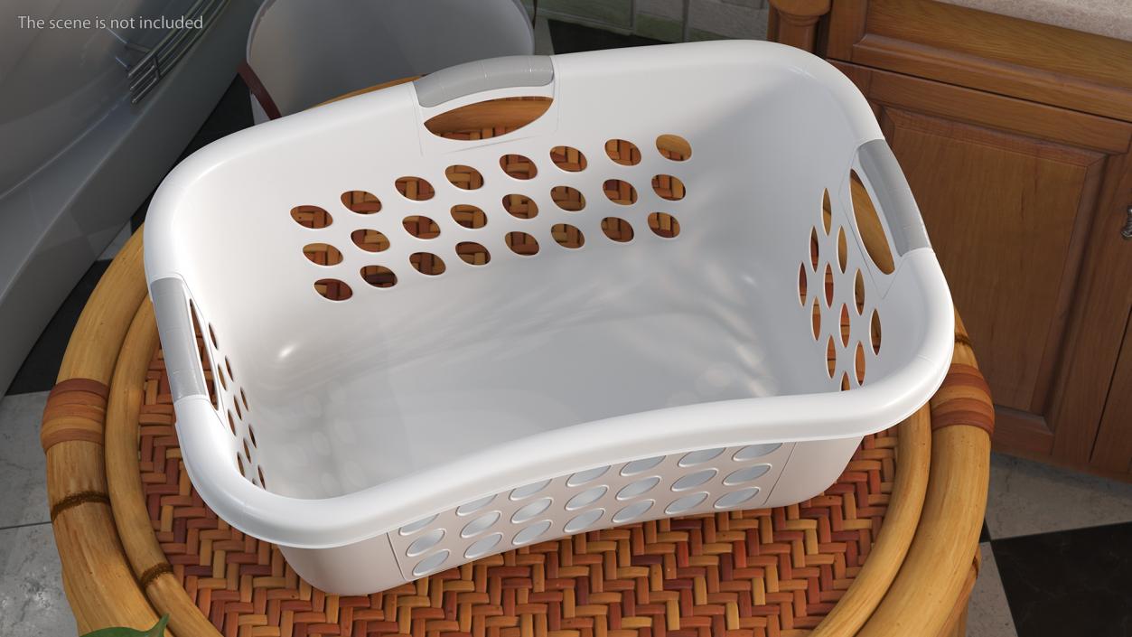 Plastic Laundry Basket Large White 3D model