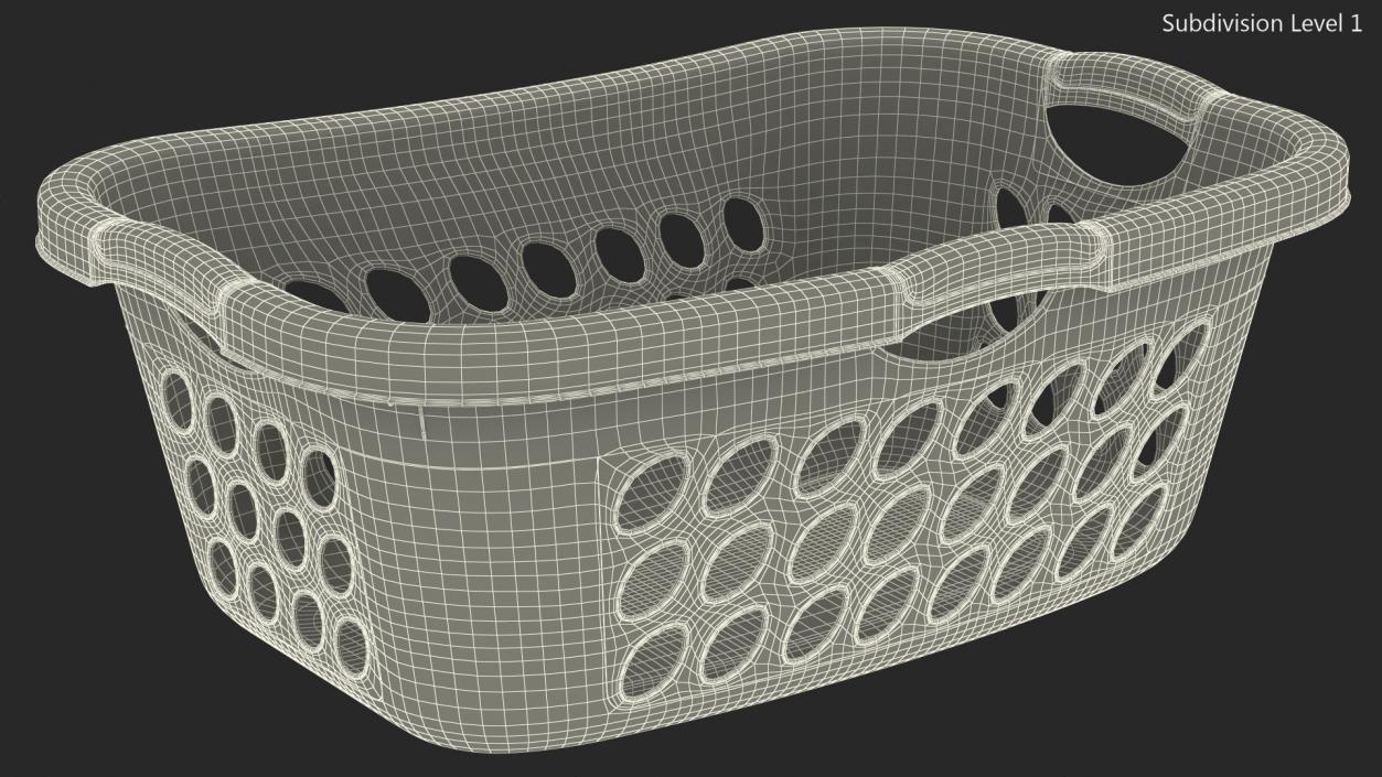 Plastic Laundry Basket Large White 3D model