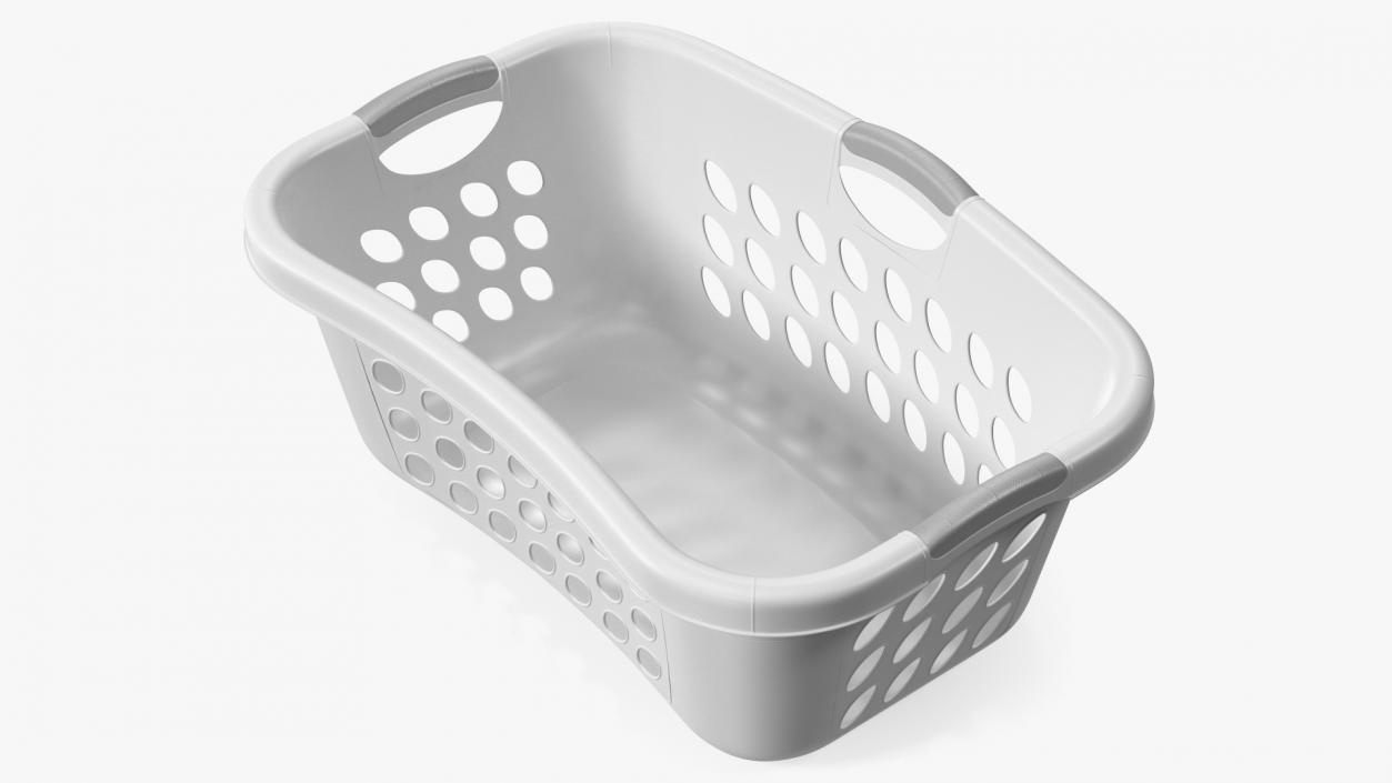 Plastic Laundry Basket Large White 3D model