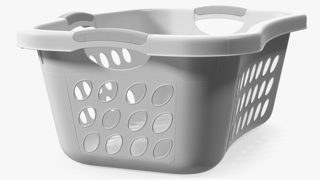 Plastic Laundry Basket Large White 3D model