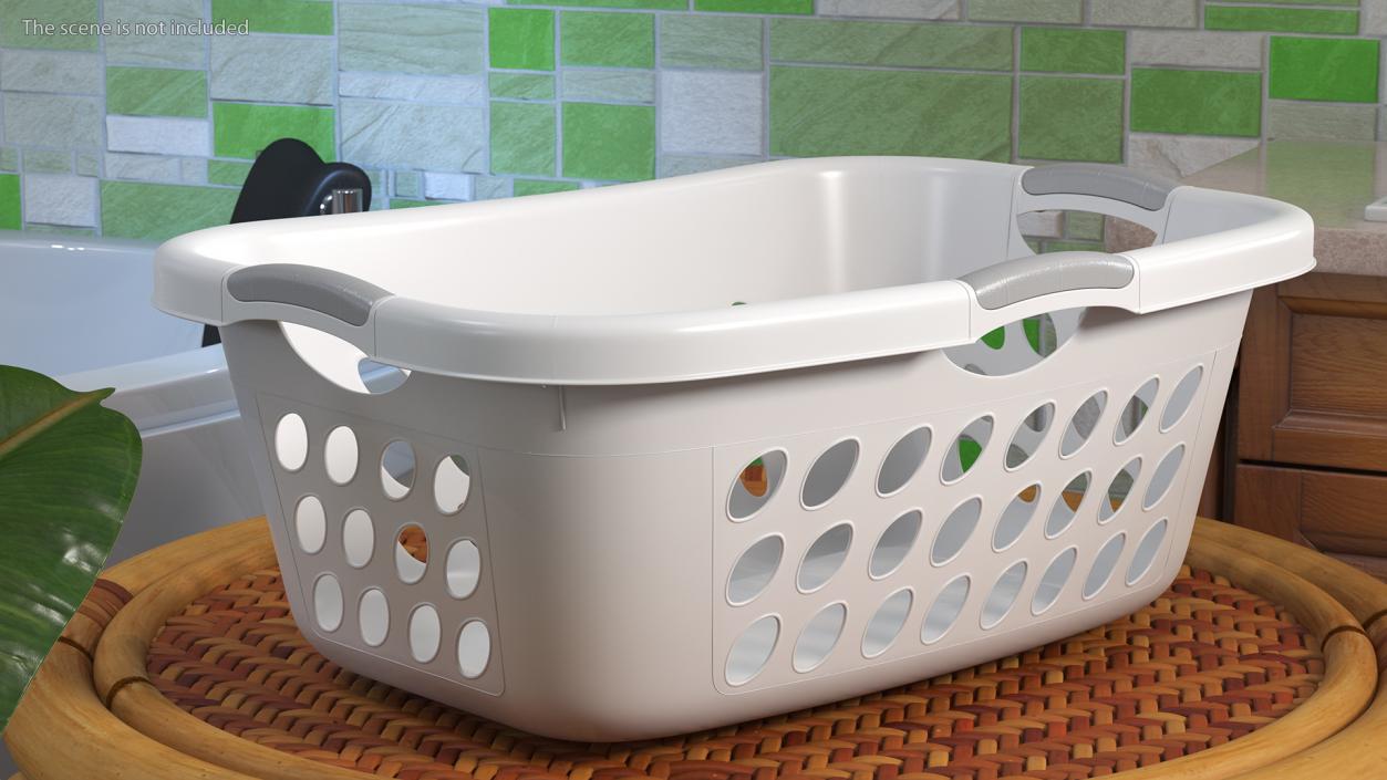 Plastic Laundry Basket Large White 3D model