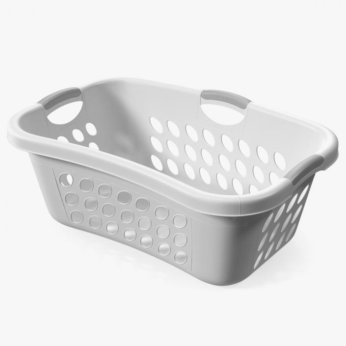 Plastic Laundry Basket Large White 3D model