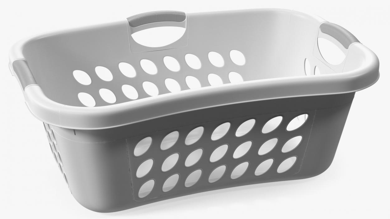 Plastic Laundry Basket Large White 3D model