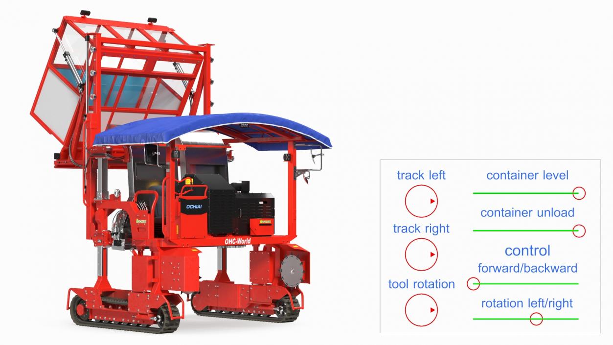 3D Self Propelled Tea Harvester Ochiai OHC-W Rigged model