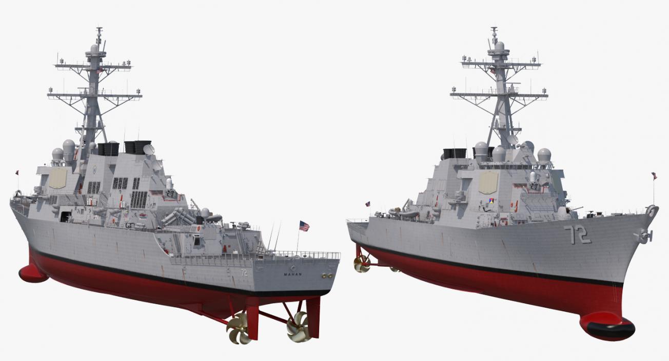 3D Arleigh Burke Destroyer Mahan DDG-72 Rigged model