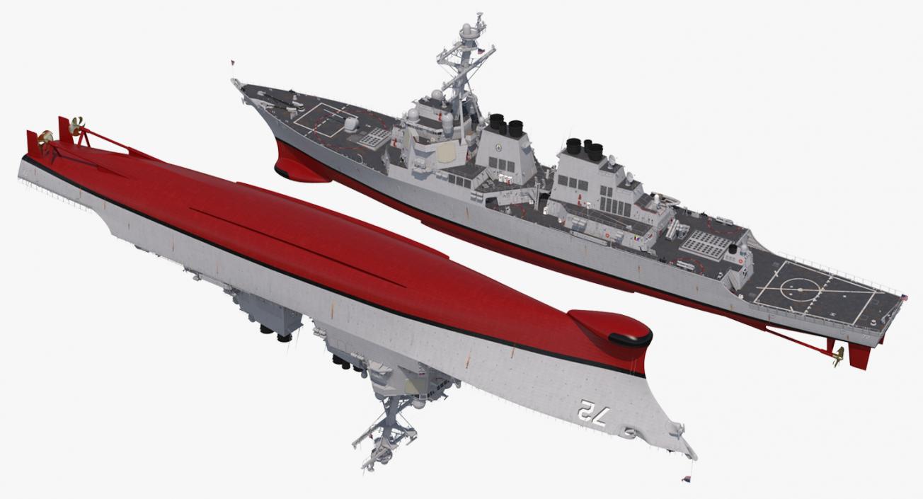 3D Arleigh Burke Destroyer Mahan DDG-72 Rigged model