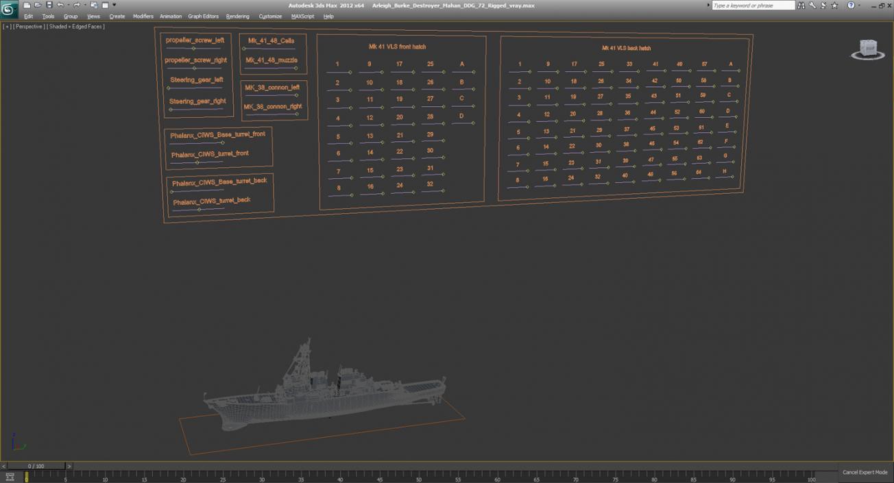 3D Arleigh Burke Destroyer Mahan DDG-72 Rigged model