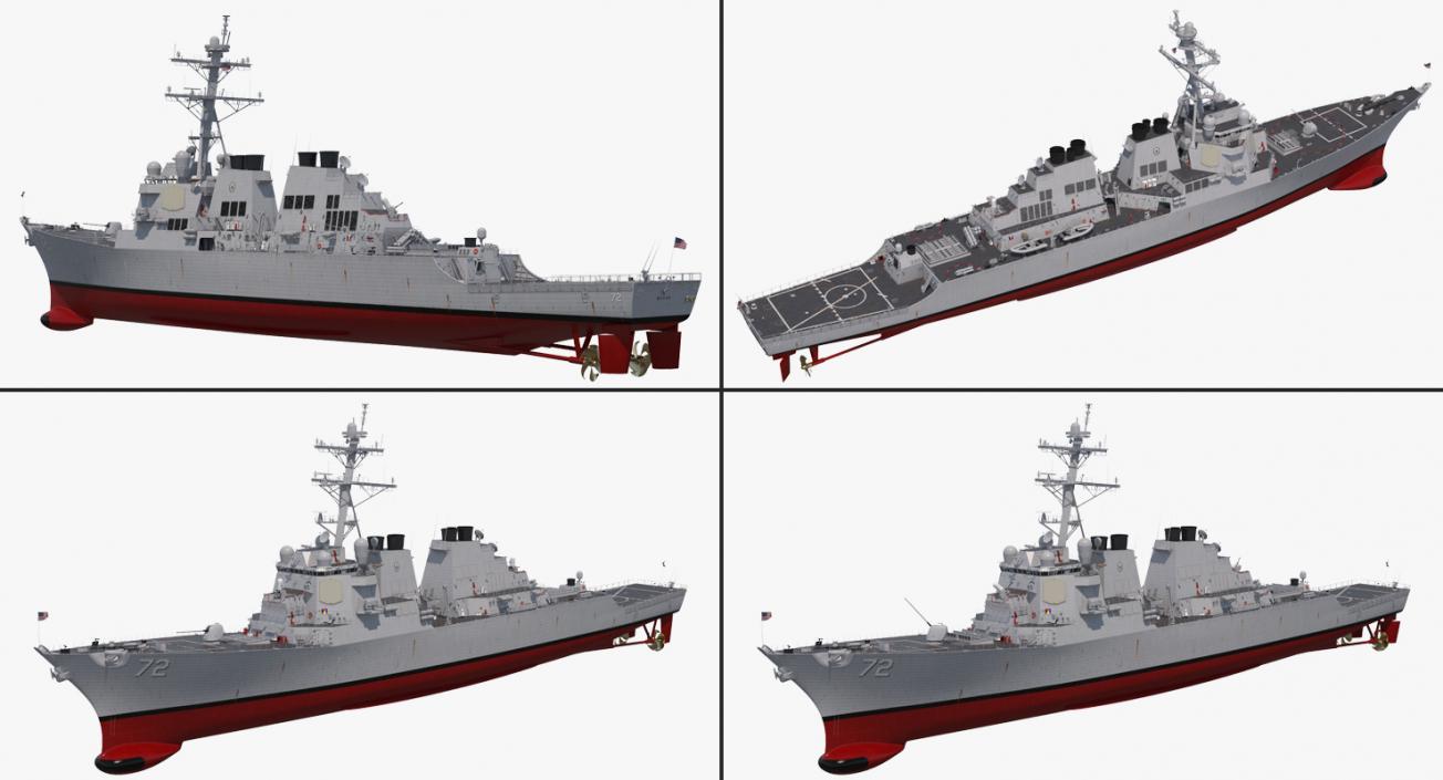 3D Arleigh Burke Destroyer Mahan DDG-72 Rigged model