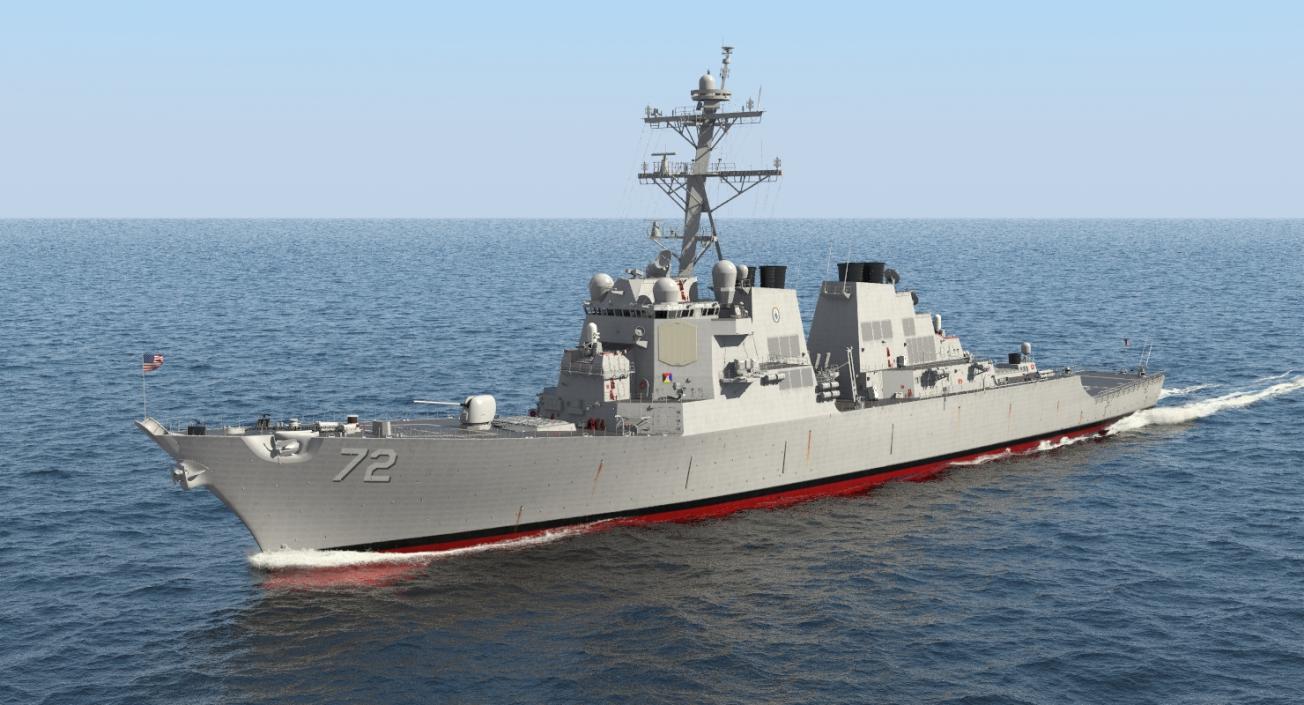 3D Arleigh Burke Destroyer Mahan DDG-72 Rigged model