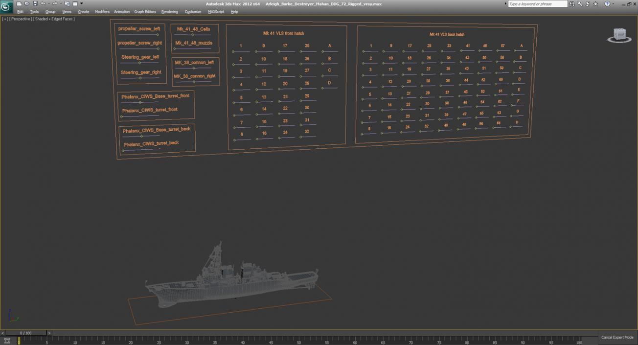 3D Arleigh Burke Destroyer Mahan DDG-72 Rigged model