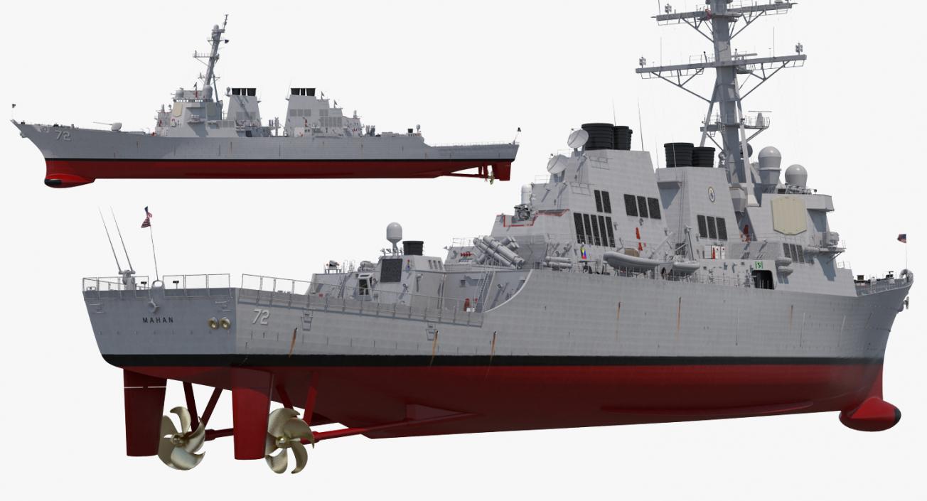 3D Arleigh Burke Destroyer Mahan DDG-72 Rigged model