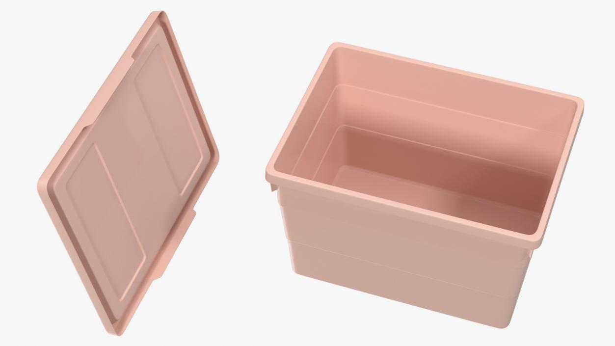 Pink Plastic Storage Box with Lid Set 3D