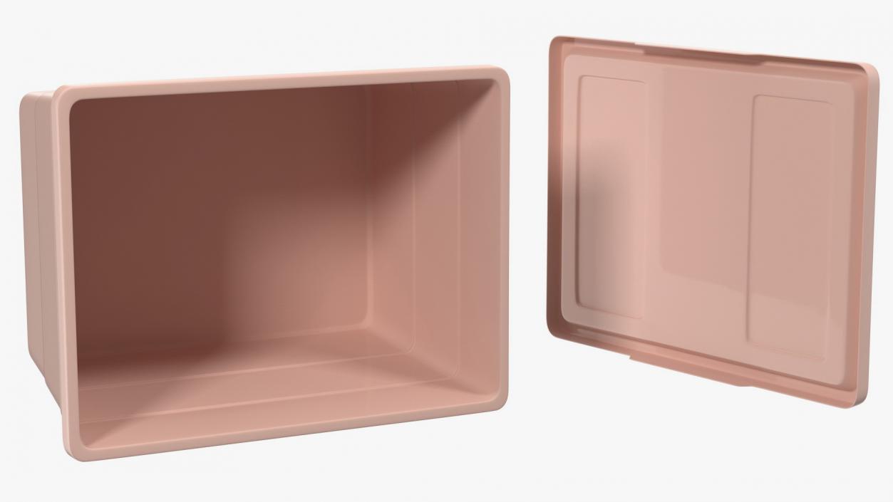 Pink Plastic Storage Box with Lid Set 3D