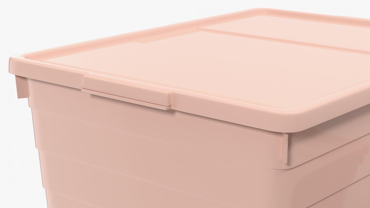 Pink Plastic Storage Box with Lid Set 3D