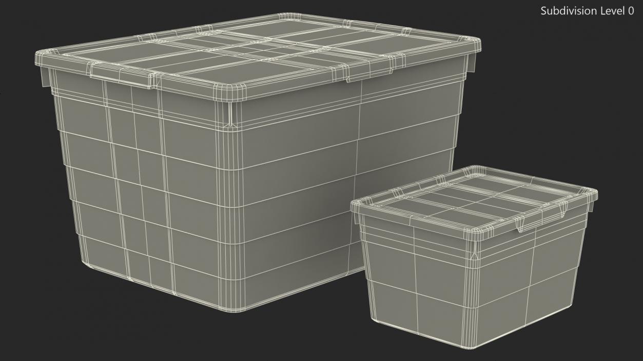 Pink Plastic Storage Box with Lid Set 3D