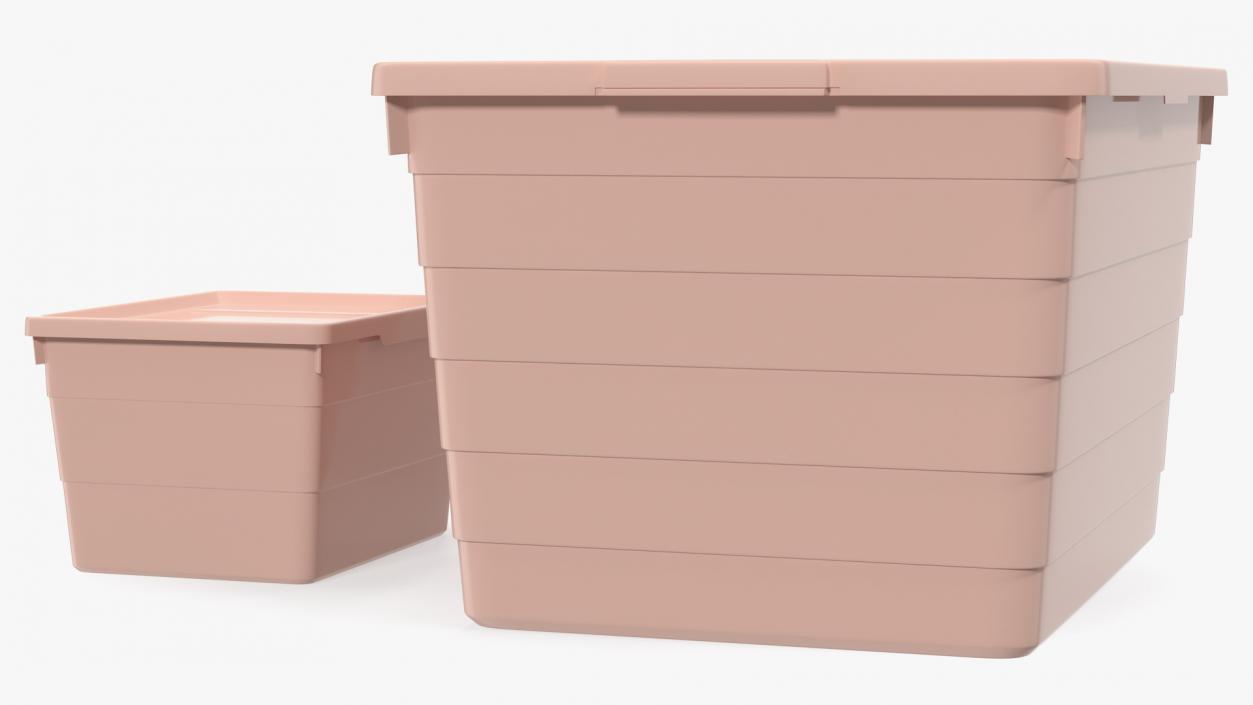 Pink Plastic Storage Box with Lid Set 3D