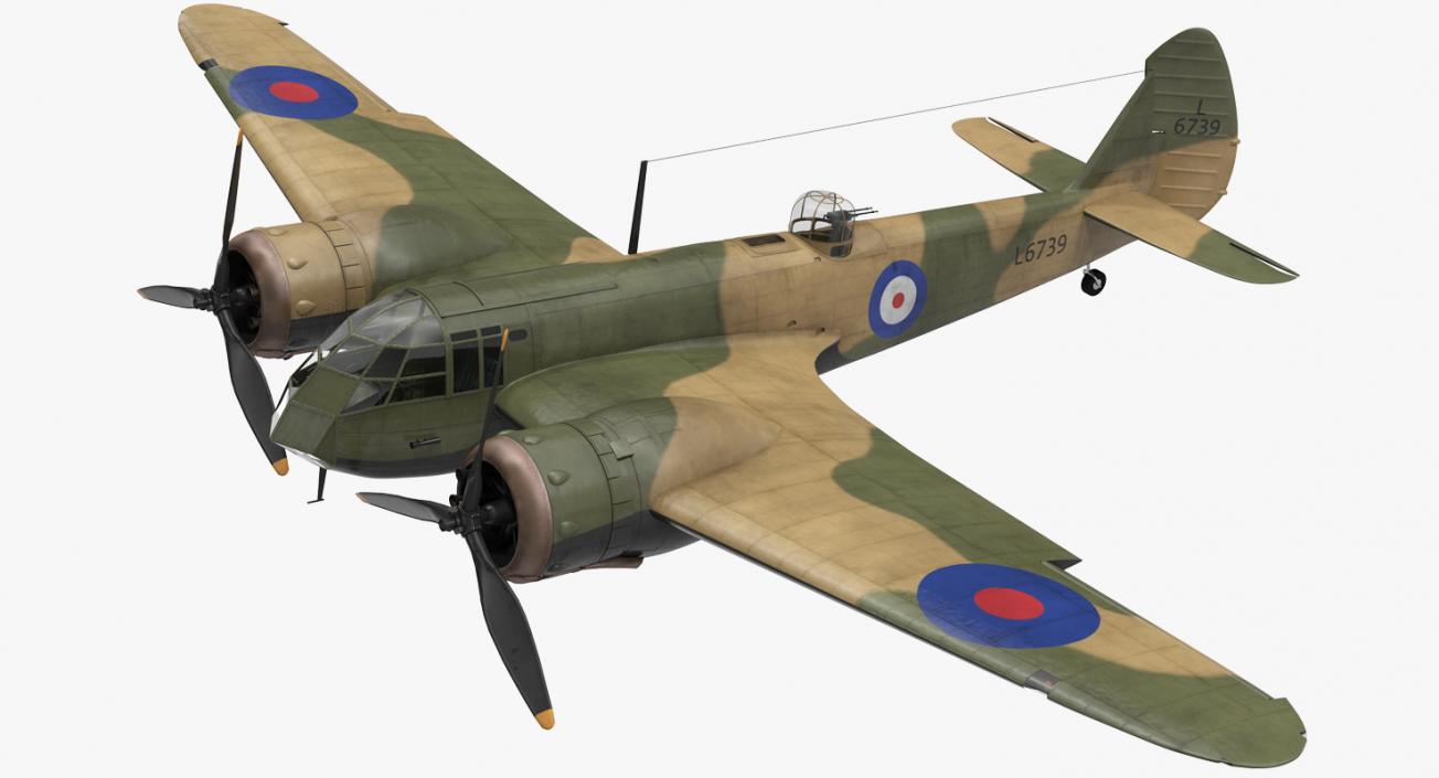 3D British Light Bomber Aircraft Bristol Blenheim Rigged model