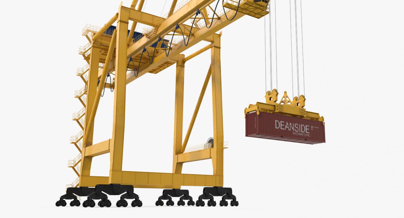 3D Quayside Container Crane with Container Rigged