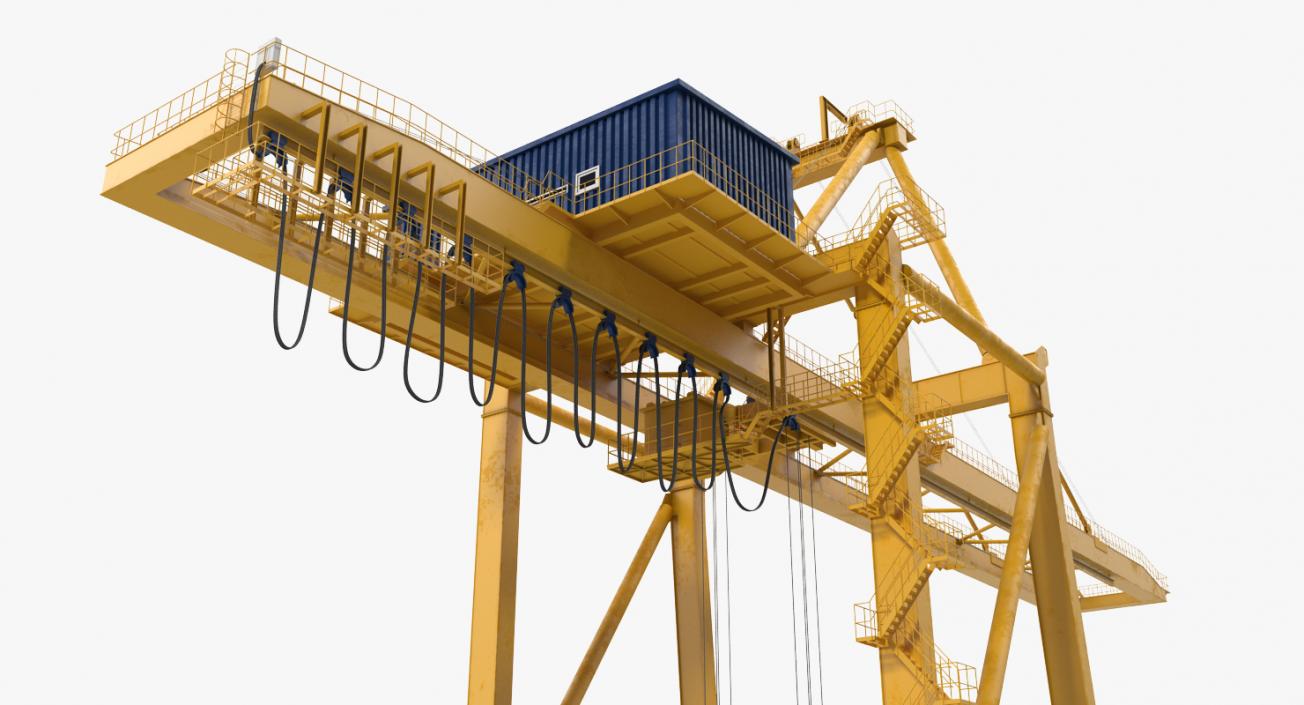 3D Quayside Container Crane with Container Rigged