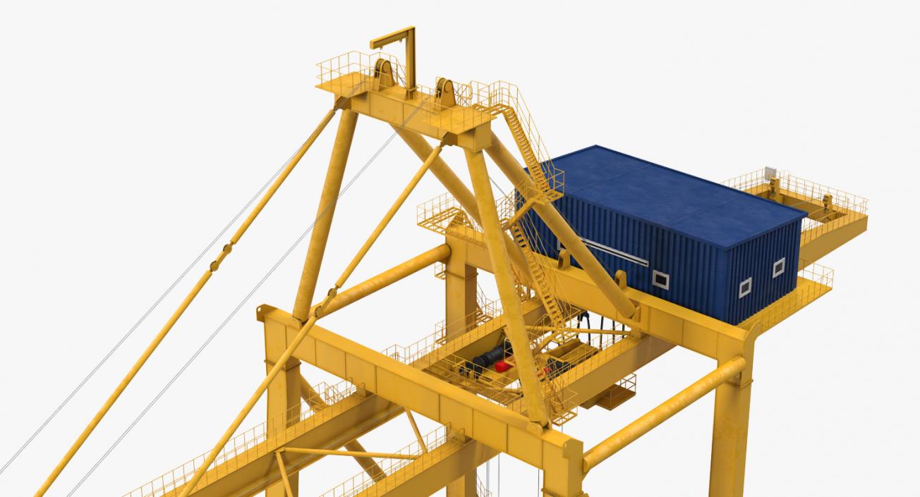 3D Quayside Container Crane with Container Rigged