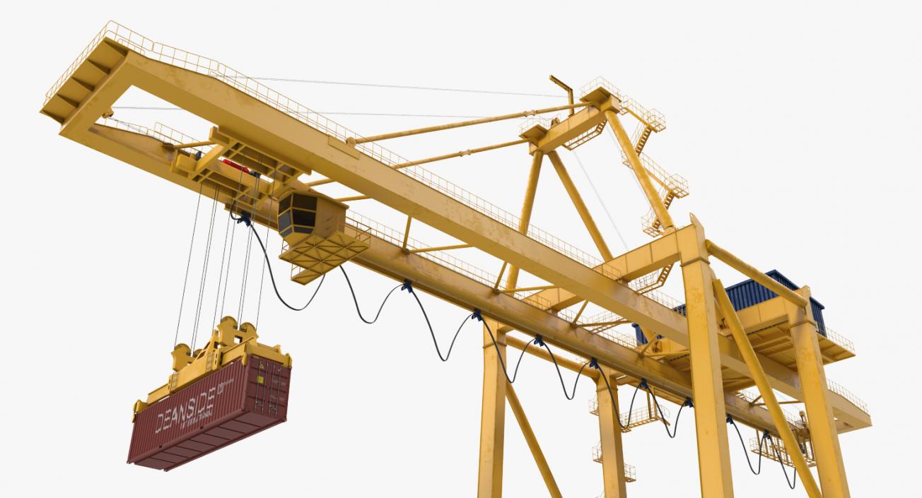 3D Quayside Container Crane with Container Rigged