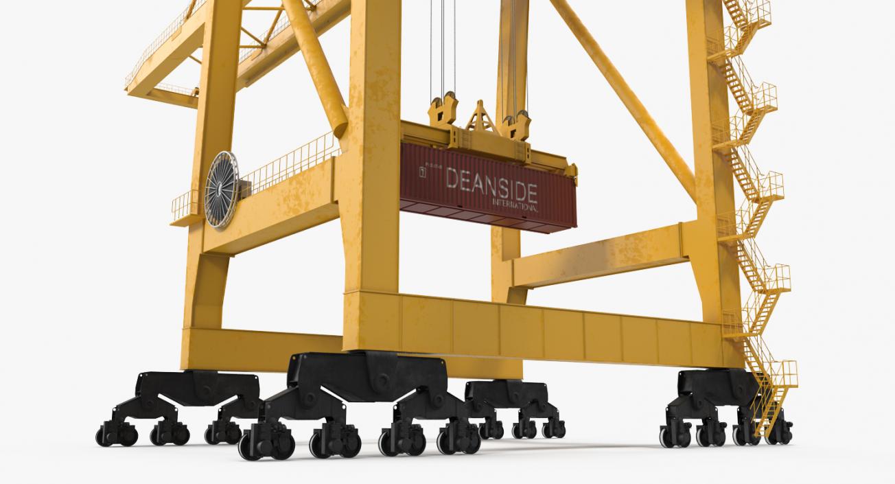 3D Quayside Container Crane with Container Rigged