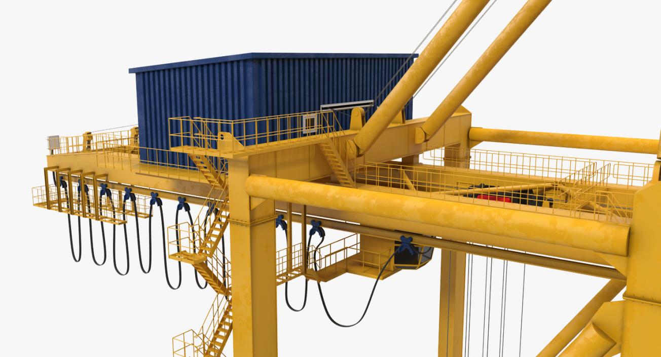 3D Quayside Container Crane with Container Rigged