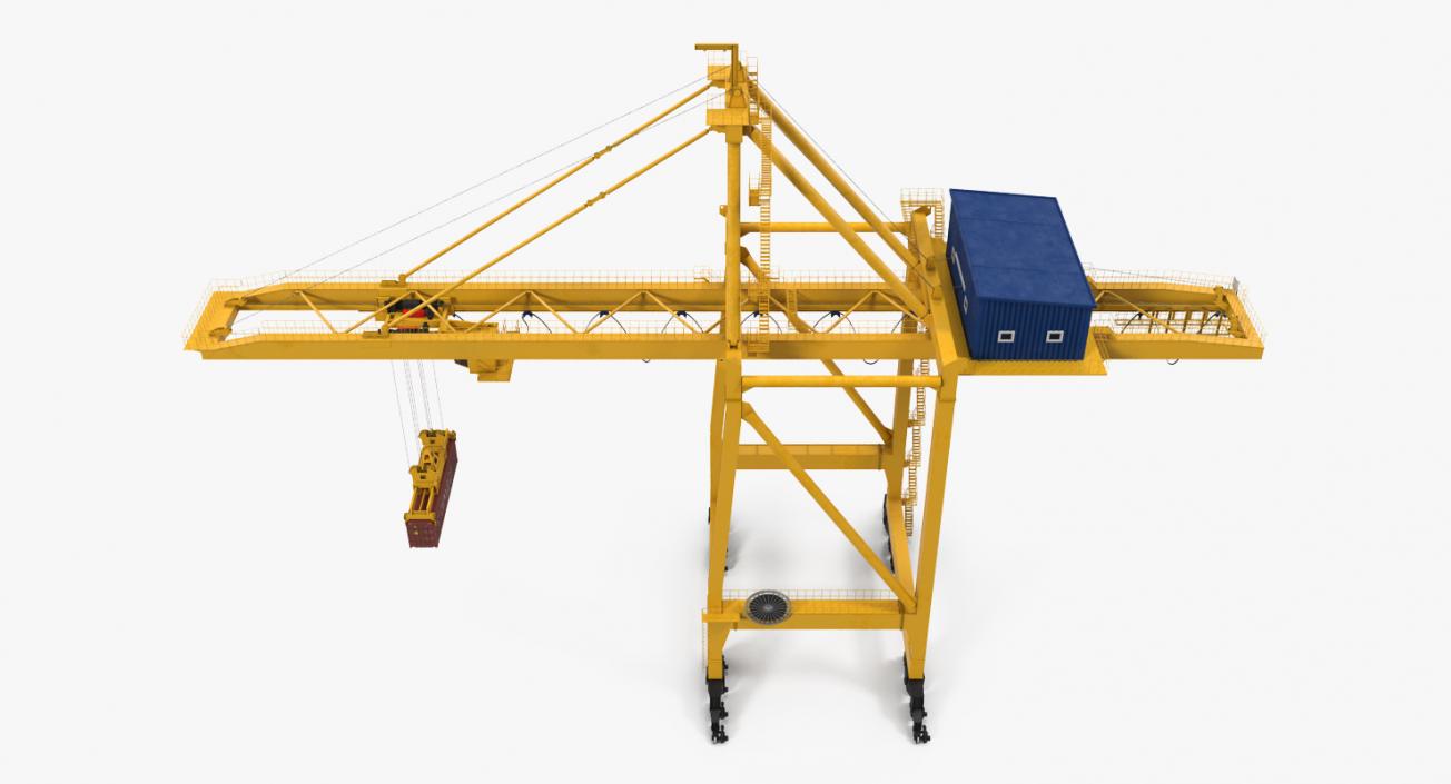 3D Quayside Container Crane with Container Rigged