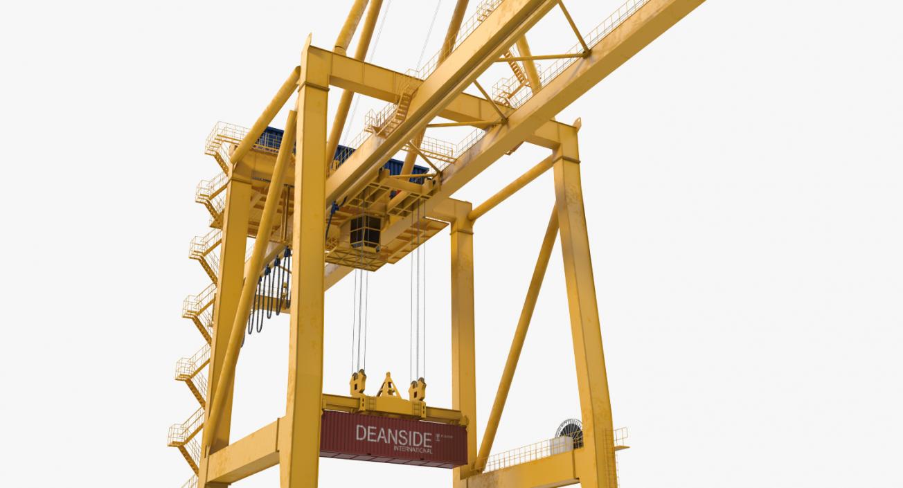 3D Quayside Container Crane with Container Rigged