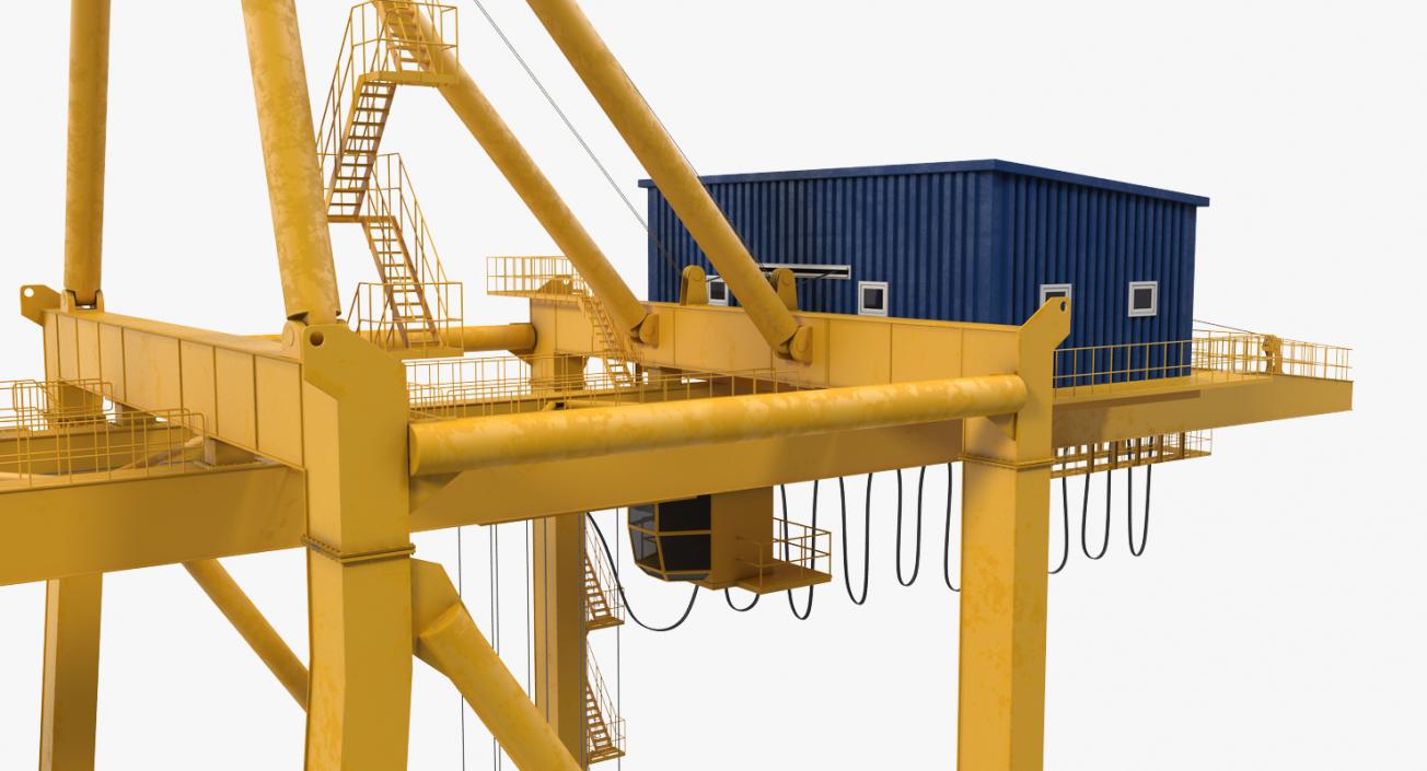 3D Quayside Container Crane with Container Rigged