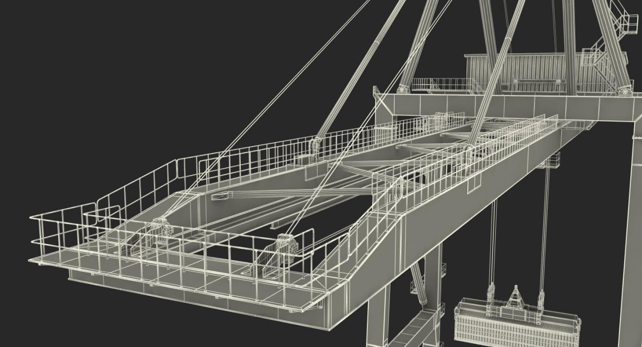 3D Quayside Container Crane with Container Rigged