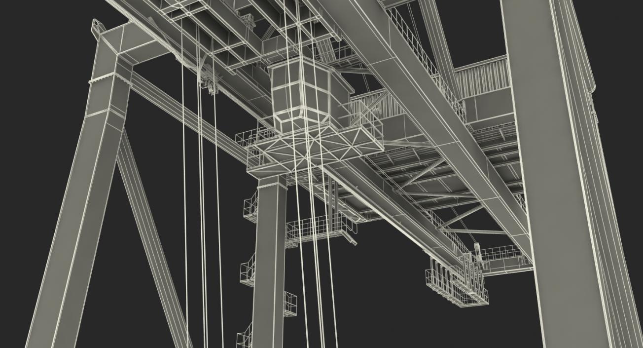 3D Quayside Container Crane with Container Rigged