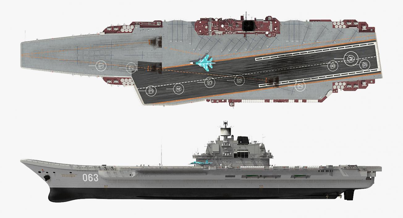 Aircraft Carrier Kuznetsov with Jet Rigged 3D