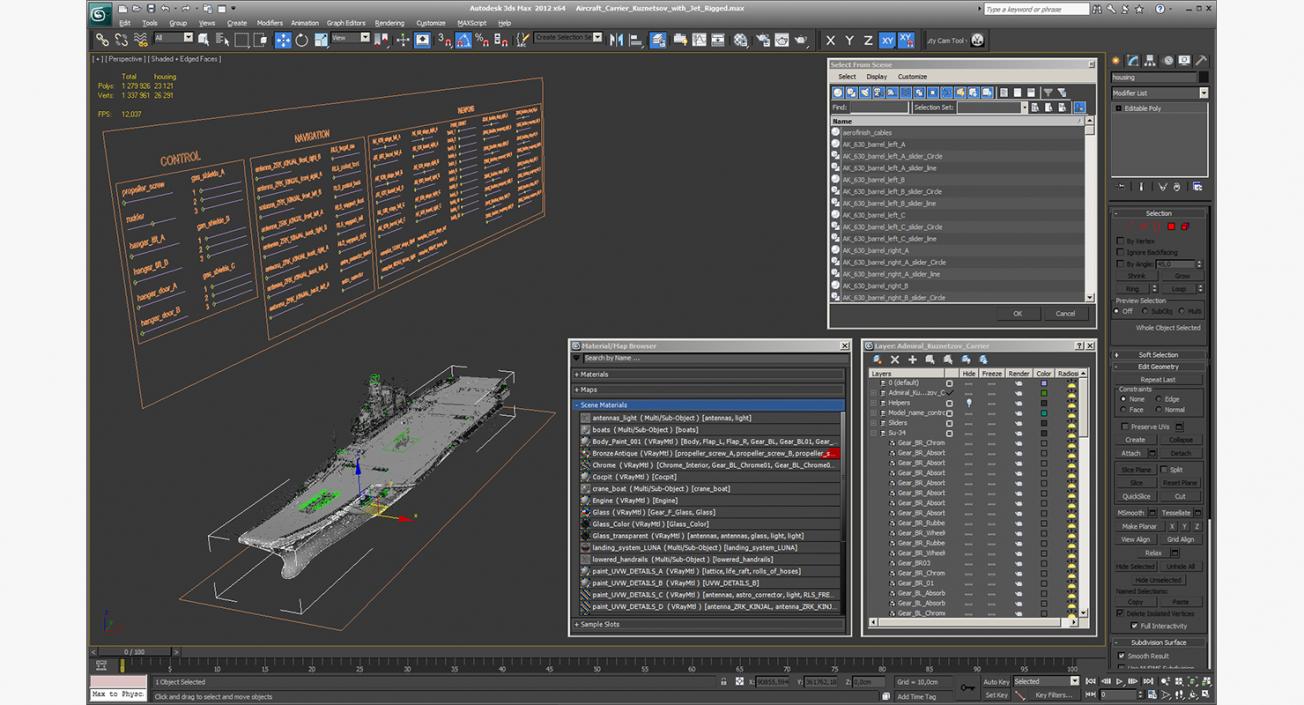 Aircraft Carrier Kuznetsov with Jet Rigged 3D