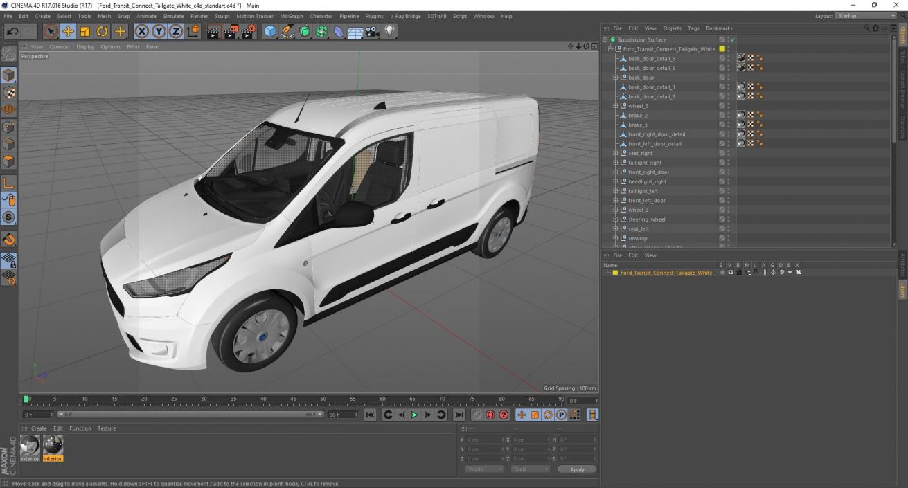 3D model Ford Transit Connect Tailgate White